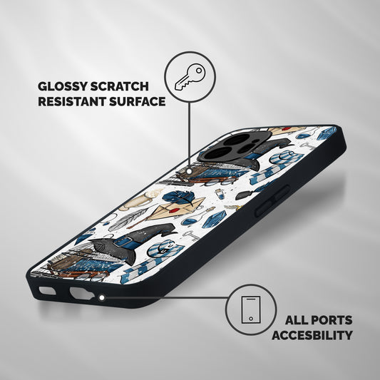 Blue Feather Hat Design Shockproof Hybrid Protection (Metal + TPU) Back Case Cover