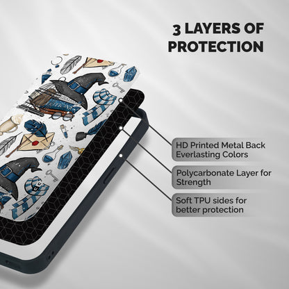 Blue Feather Hat Design Shockproof Hybrid Protection (Metal + TPU) Back Case Cover