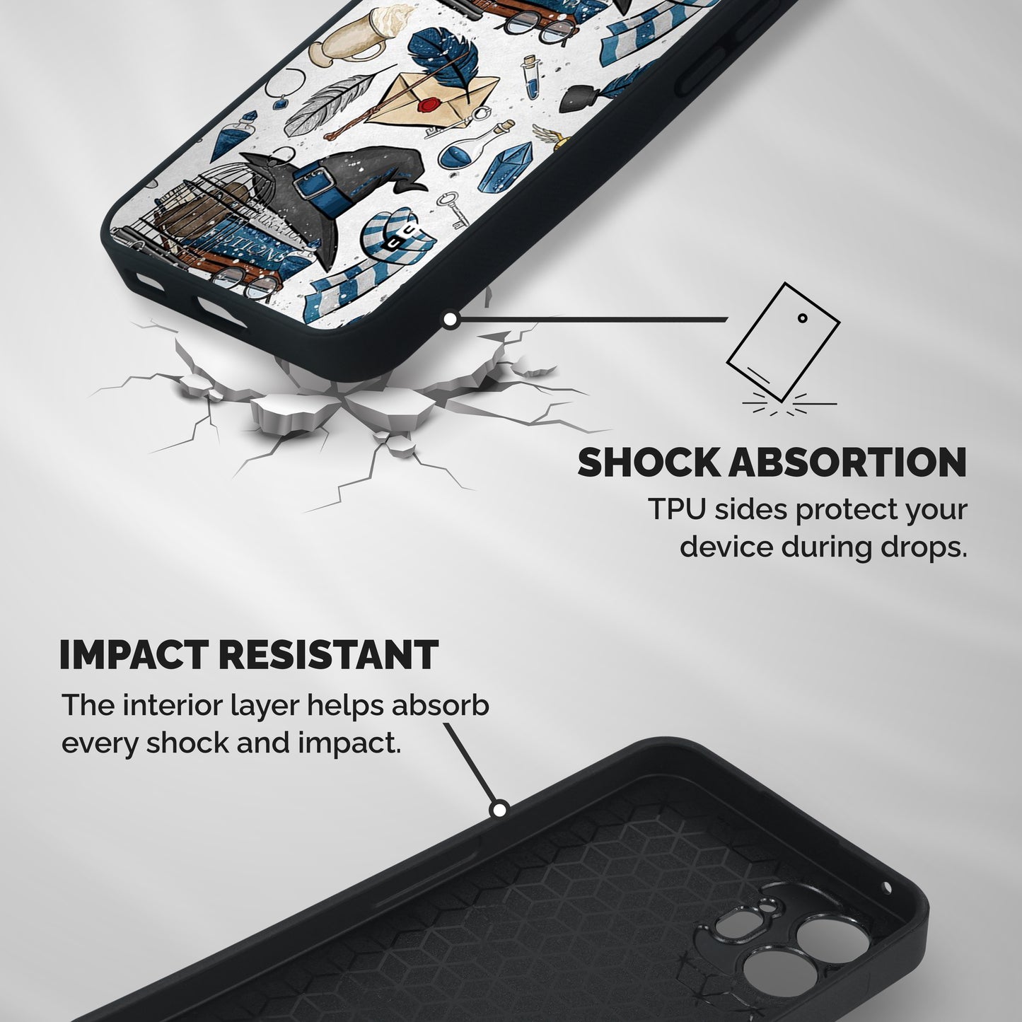 Blue Feather Hat Design Shockproof Hybrid Protection (Metal + TPU) Back Case Cover