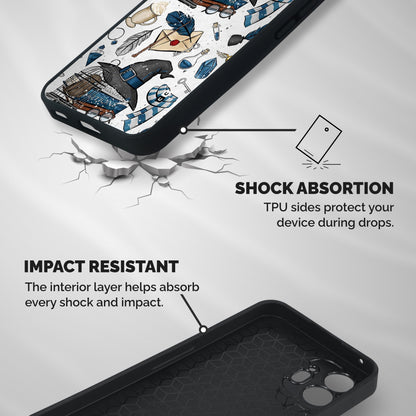 Blue Feather Hat Design Shockproof Hybrid Protection (Metal + TPU) Back Case Cover