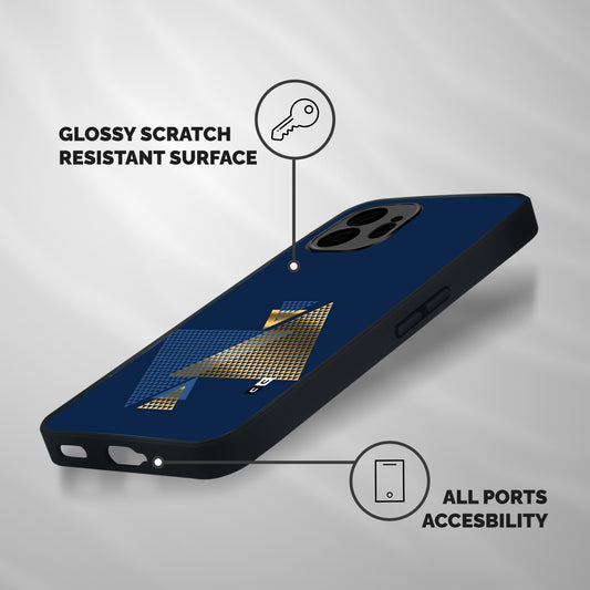Blue Gold Triangles Shockproof Hybrid Protection (Metal + TPU) Back Case Cover