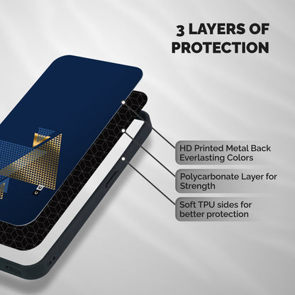Blue Gold Triangles Shockproof Hybrid Protection (Metal + TPU) Back Case Cover