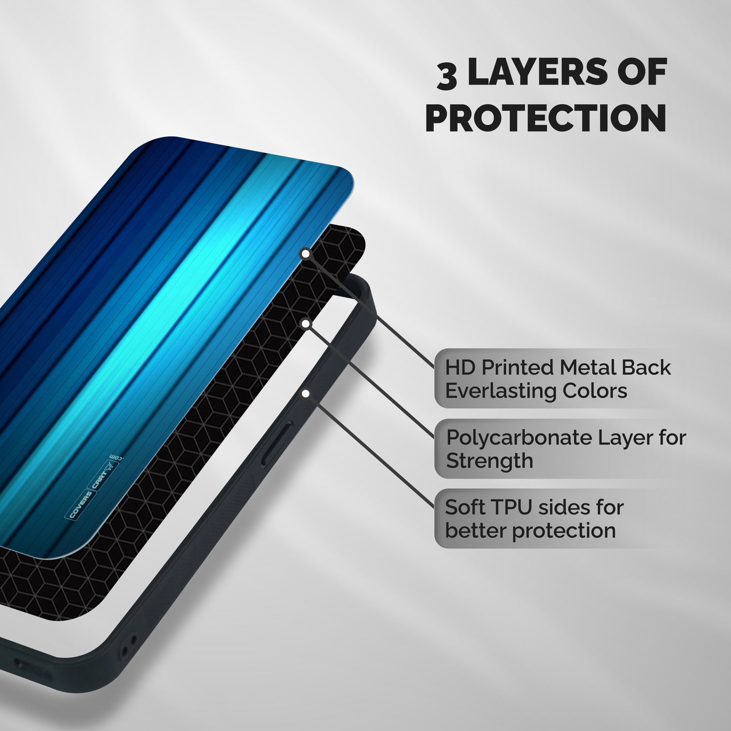Blue Hues Shockproof Hybrid Protection (Metal + TPU) Back Case Cover