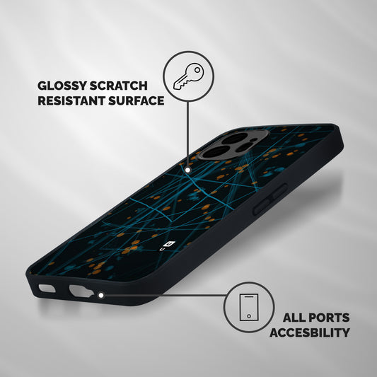 Blue Lines Gold Dots Shockproof Hybrid Protection (Metal + TPU) Back Case Cover