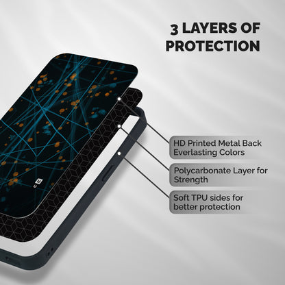 Blue Lines Gold Dots Shockproof Hybrid Protection (Metal + TPU) Back Case Cover