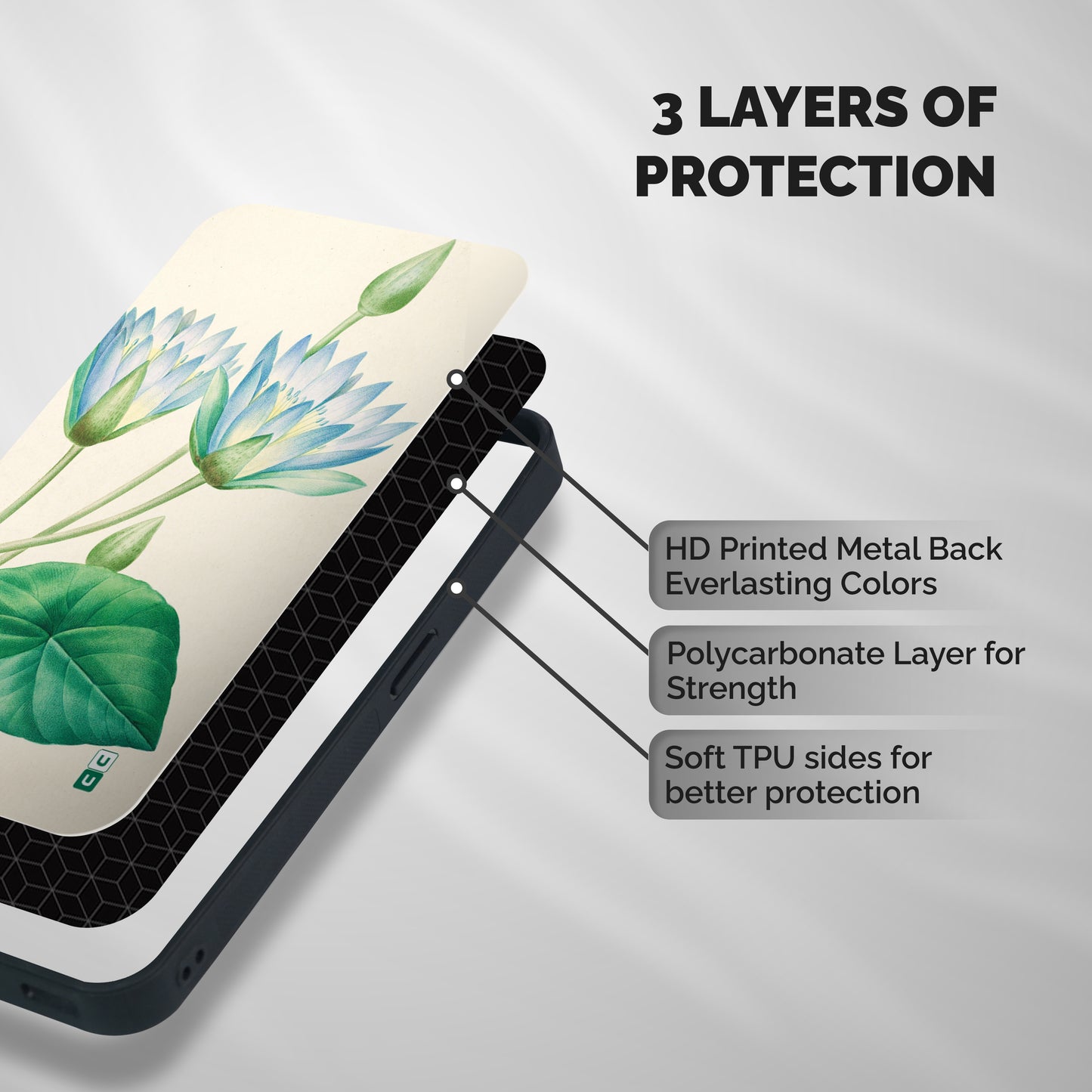 Blue Lotus Shockproof Hybrid Protection (Metal + TPU) Back Case Cover