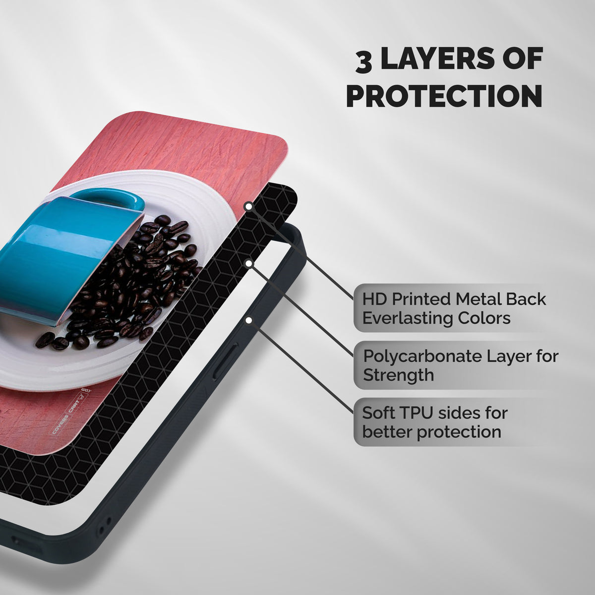 Blue Mug And Beans Shockproof Hybrid Protection (Metal + TPU) Back Case Cover