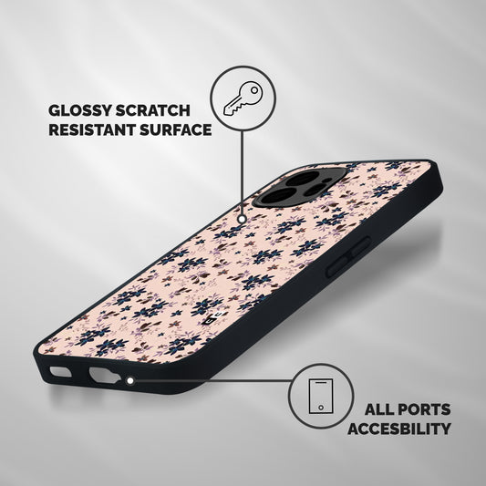 Blue Peach Floral Shockproof Hybrid Protection (Metal + TPU) Back Case Cover