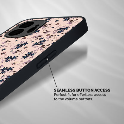 Blue Peach Floral Shockproof Hybrid Protection (Metal + TPU) Back Case Cover