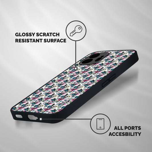 Blue Pink Pattern Shockproof Hybrid Protection (Metal + TPU) Back Case Cover