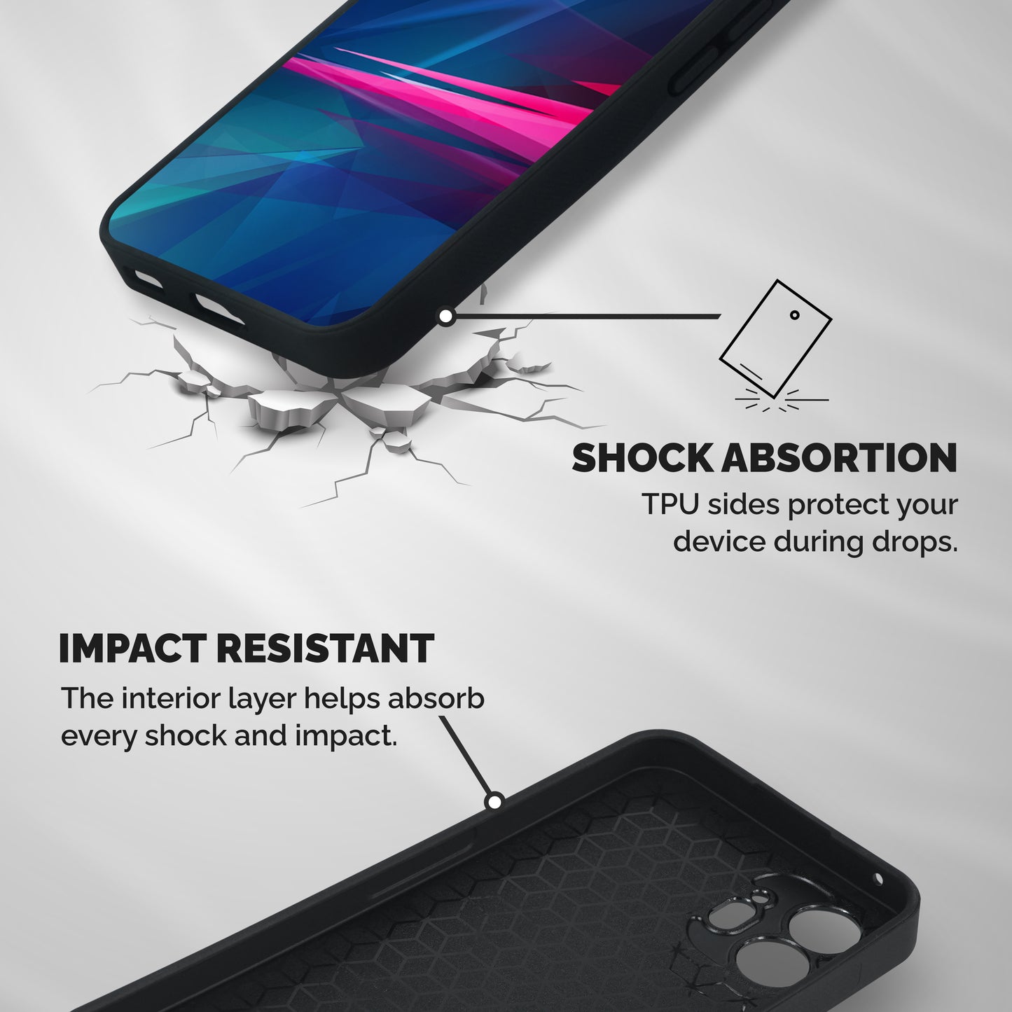 Blue Red Abstract Shockproof Hybrid Protection (Metal + TPU) Back Case Cover