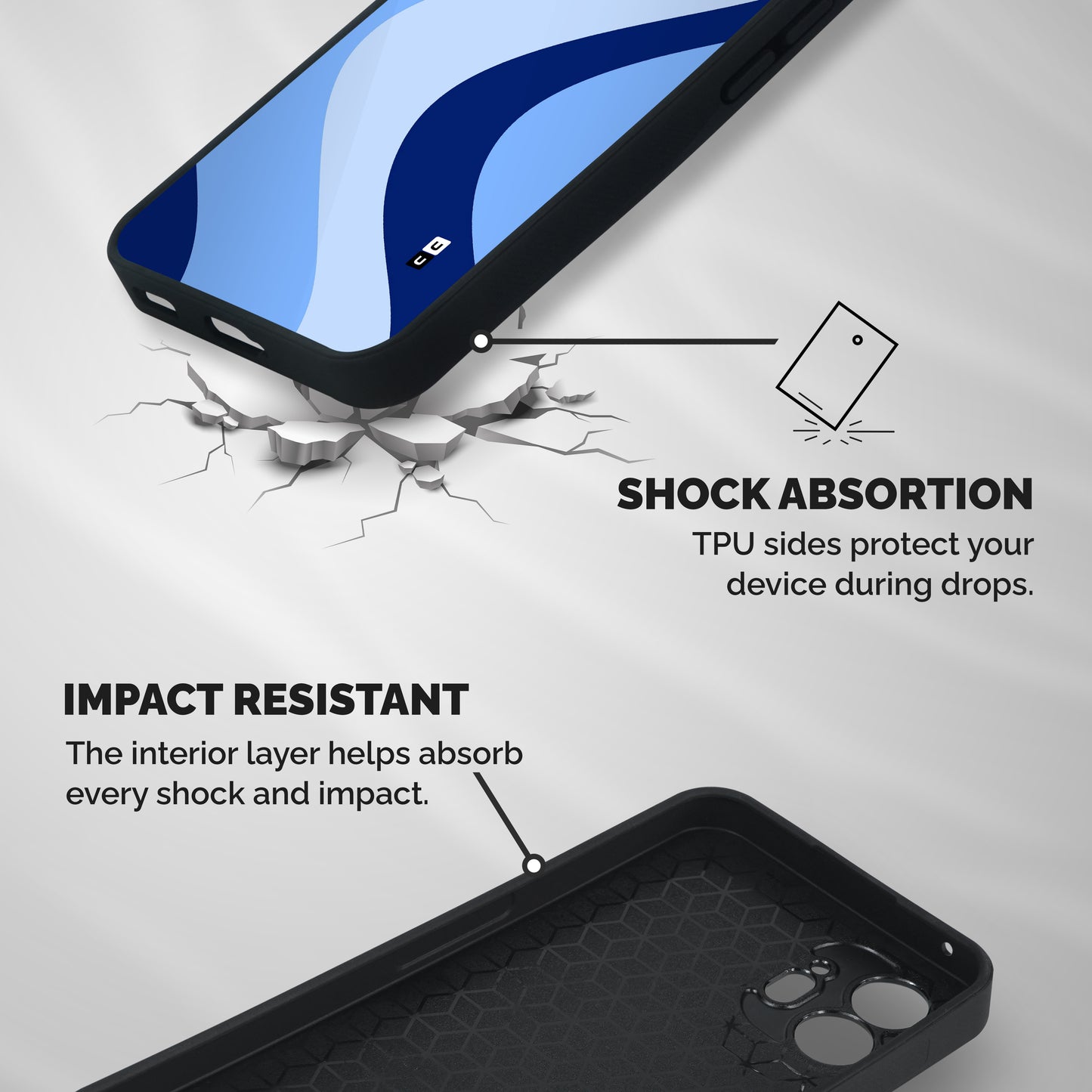 Blue Shade Curves Shockproof Hybrid Protection (Metal + TPU) Back Case Cover