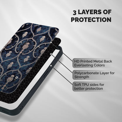 Blue Shade Rug Shockproof Hybrid Protection (Metal + TPU) Back Case Cover