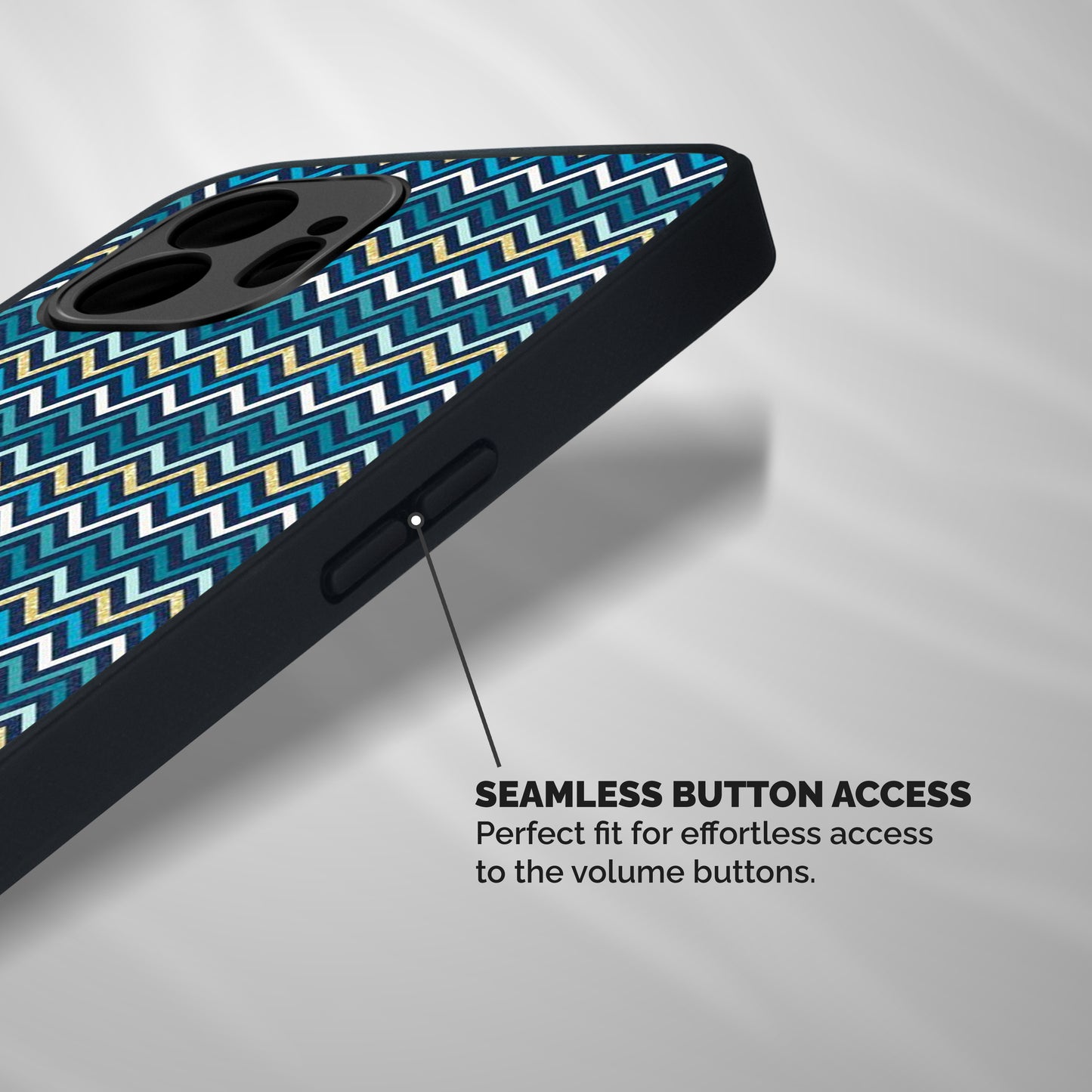 Blue Shades Chevron Pattern Shockproof Hybrid Protection (Metal + TPU) Back Case Cover