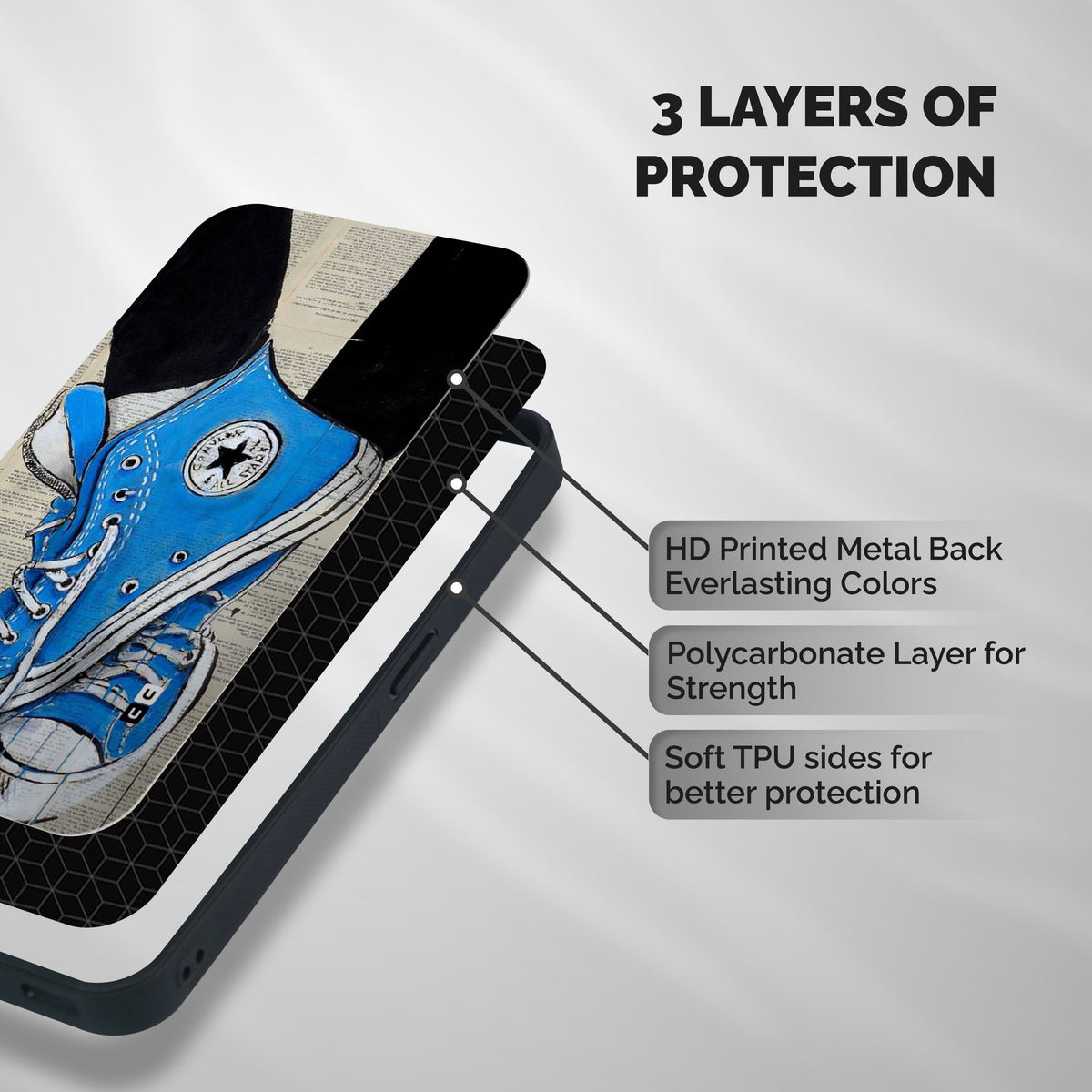 Blue Shoes Shockproof Hybrid Protection (Metal + TPU) Back Case Cover