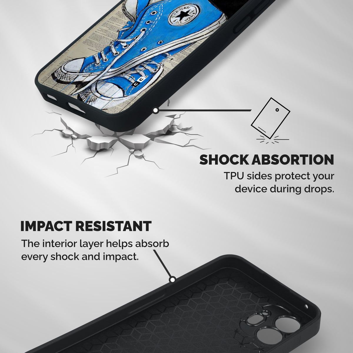 Blue Shoes Shockproof Hybrid Protection (Metal + TPU) Back Case Cover