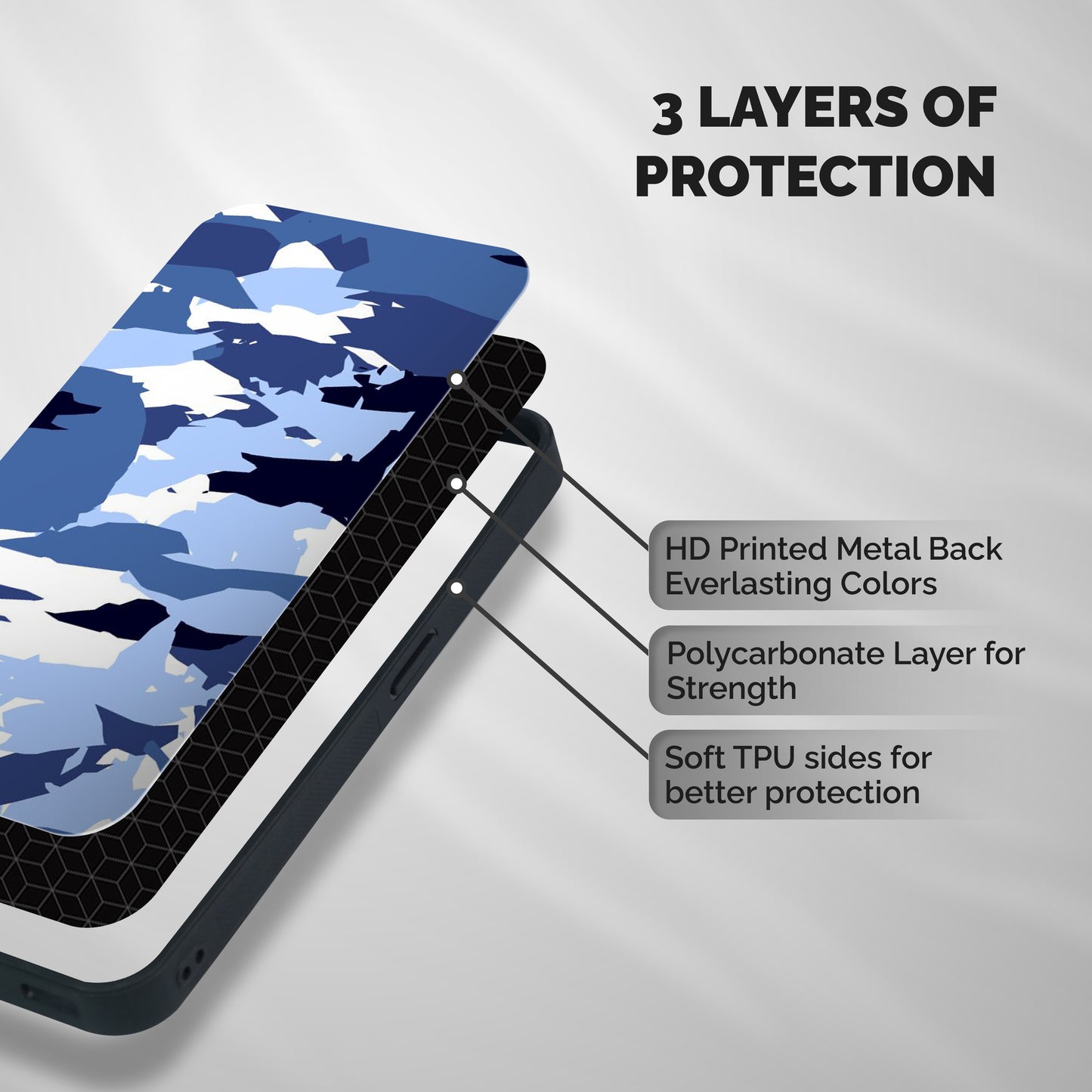 Blue White Canvas Shockproof Hybrid Protection (Metal + TPU) Back Case Cover