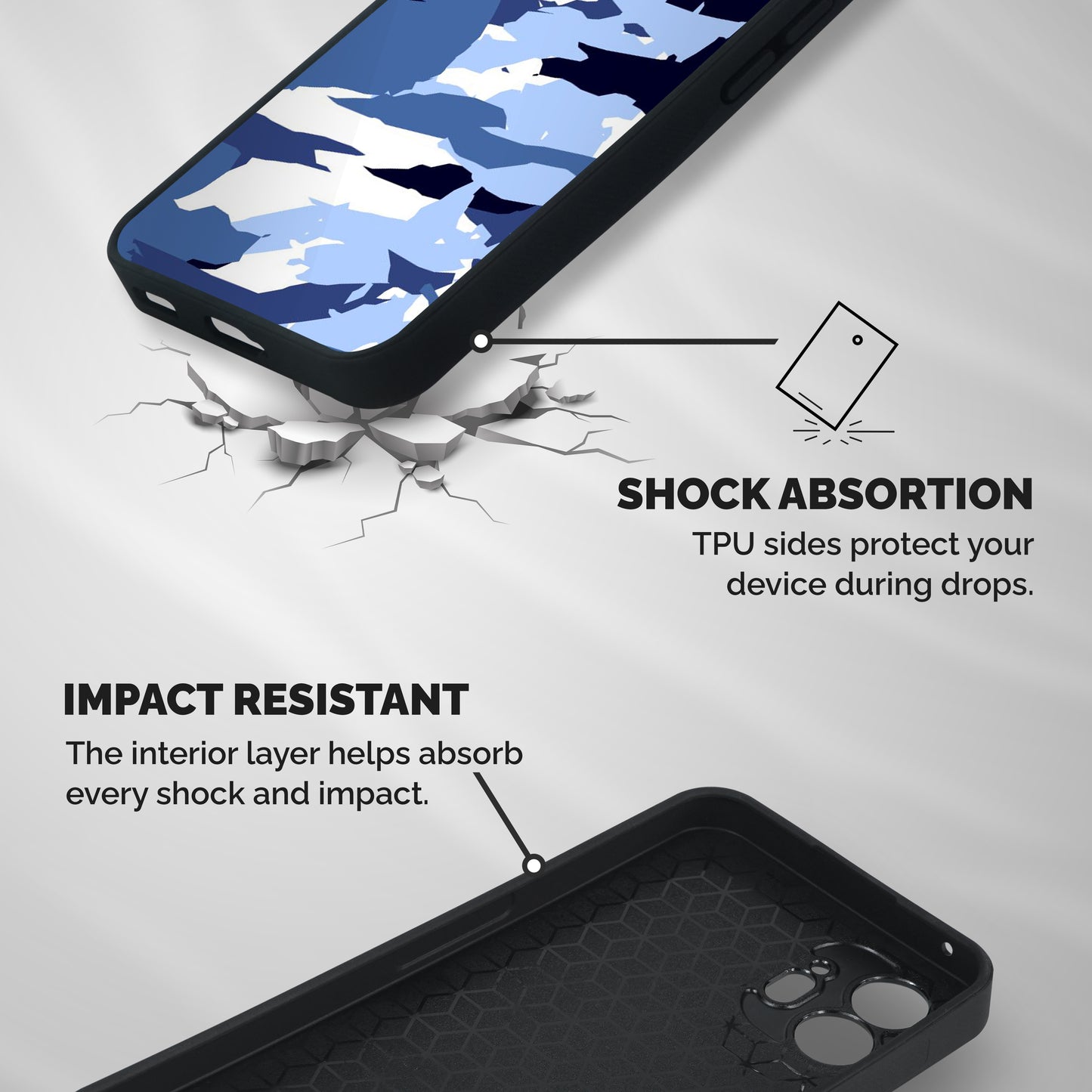 Blue White Canvas Shockproof Hybrid Protection (Metal + TPU) Back Case Cover