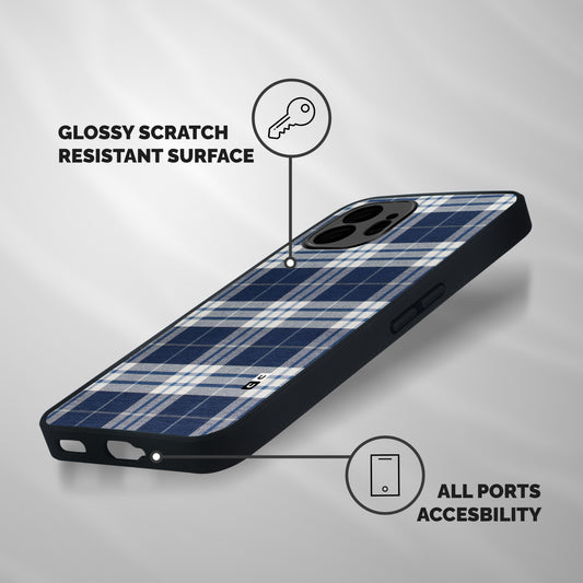 Blue White Check Shockproof Hybrid Protection (Metal + TPU) Back Case Cover