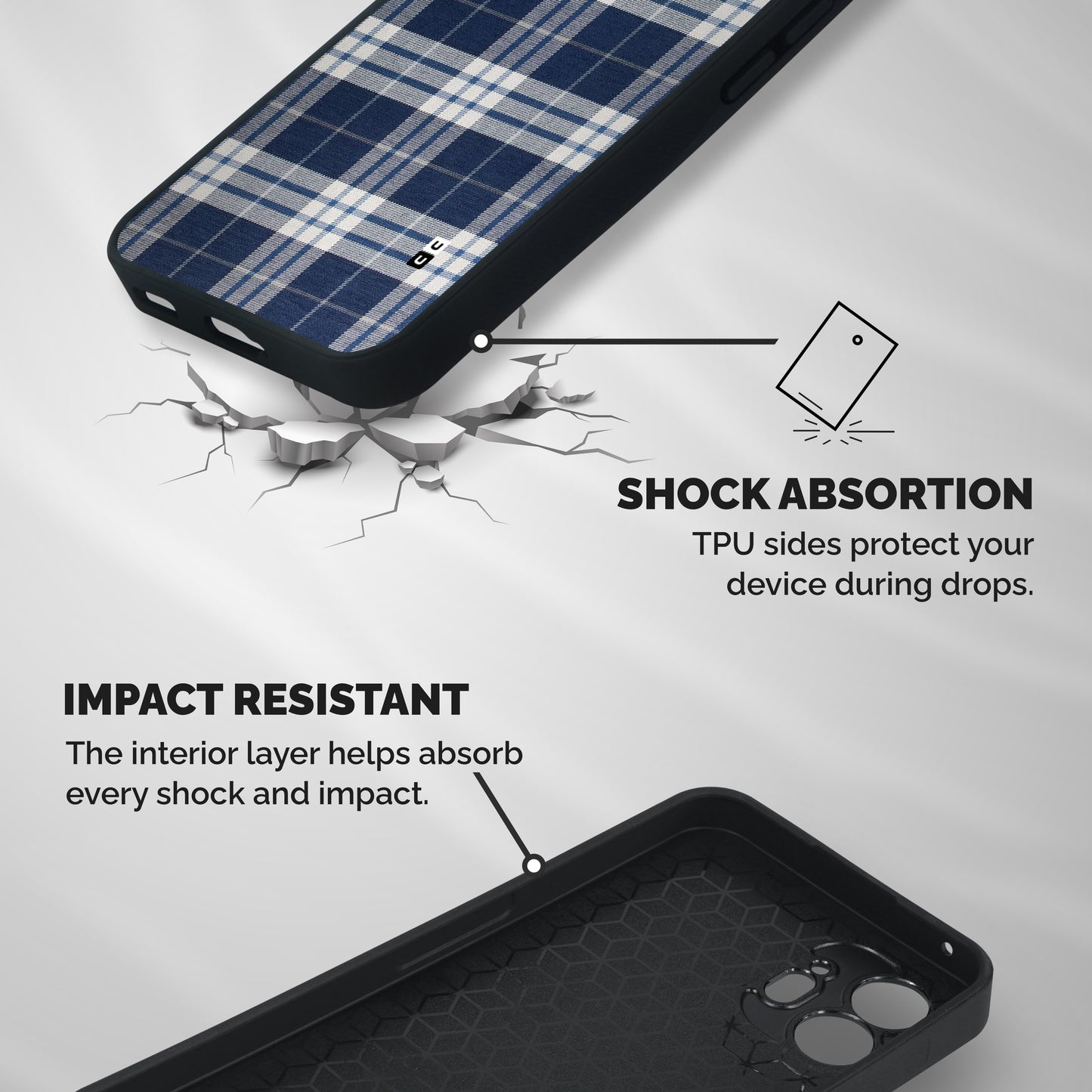 Blue White Check Shockproof Hybrid Protection (Metal + TPU) Back Case Cover
