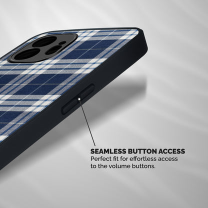 Blue White Check Shockproof Hybrid Protection (Metal + TPU) Back Case Cover