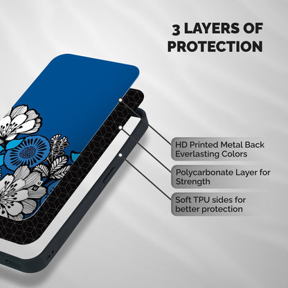 Blue White Flowers Shockproof Hybrid Protection (Metal + TPU) Back Case Cover