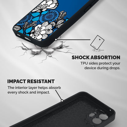 Blue White Flowers Shockproof Hybrid Protection (Metal + TPU) Back Case Cover
