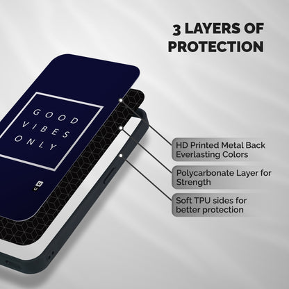 Blue White Vibes Shockproof Hybrid Protection (Metal + TPU) Back Case Cover
