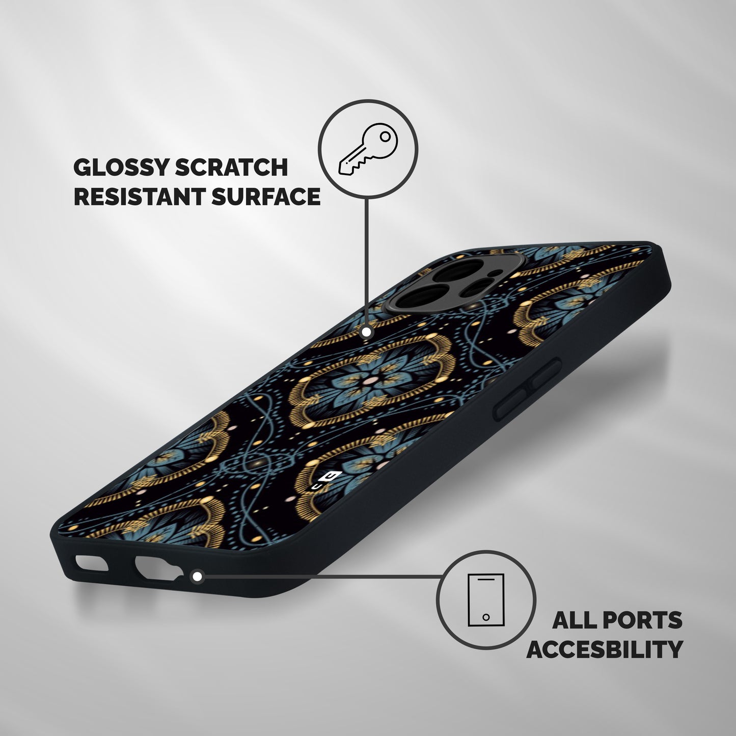 Blue With Black Flower Shockproof Hybrid Protection (Metal + TPU) Back Case Cover