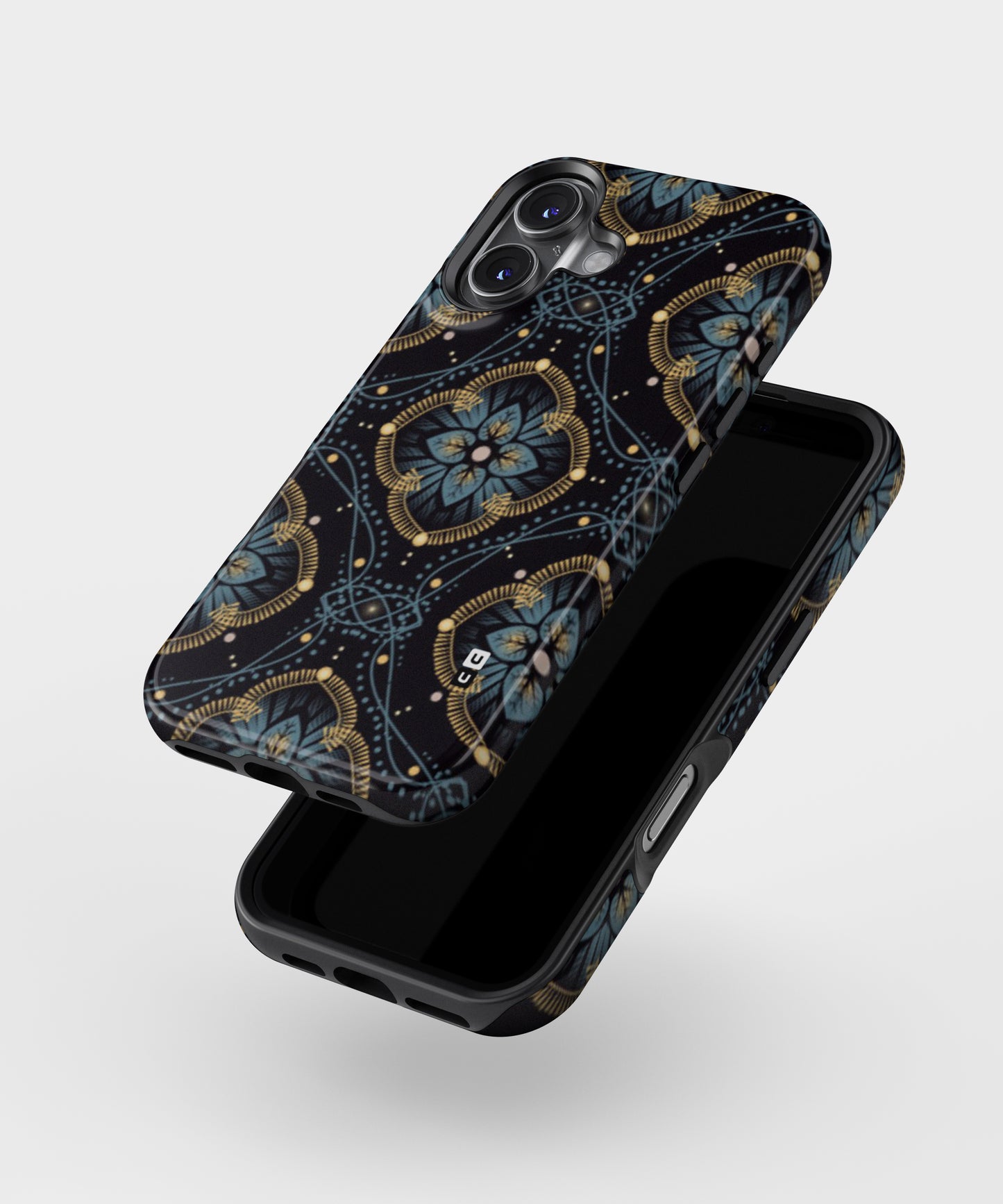 Blue with Black Flower MagSafe Bumper Case