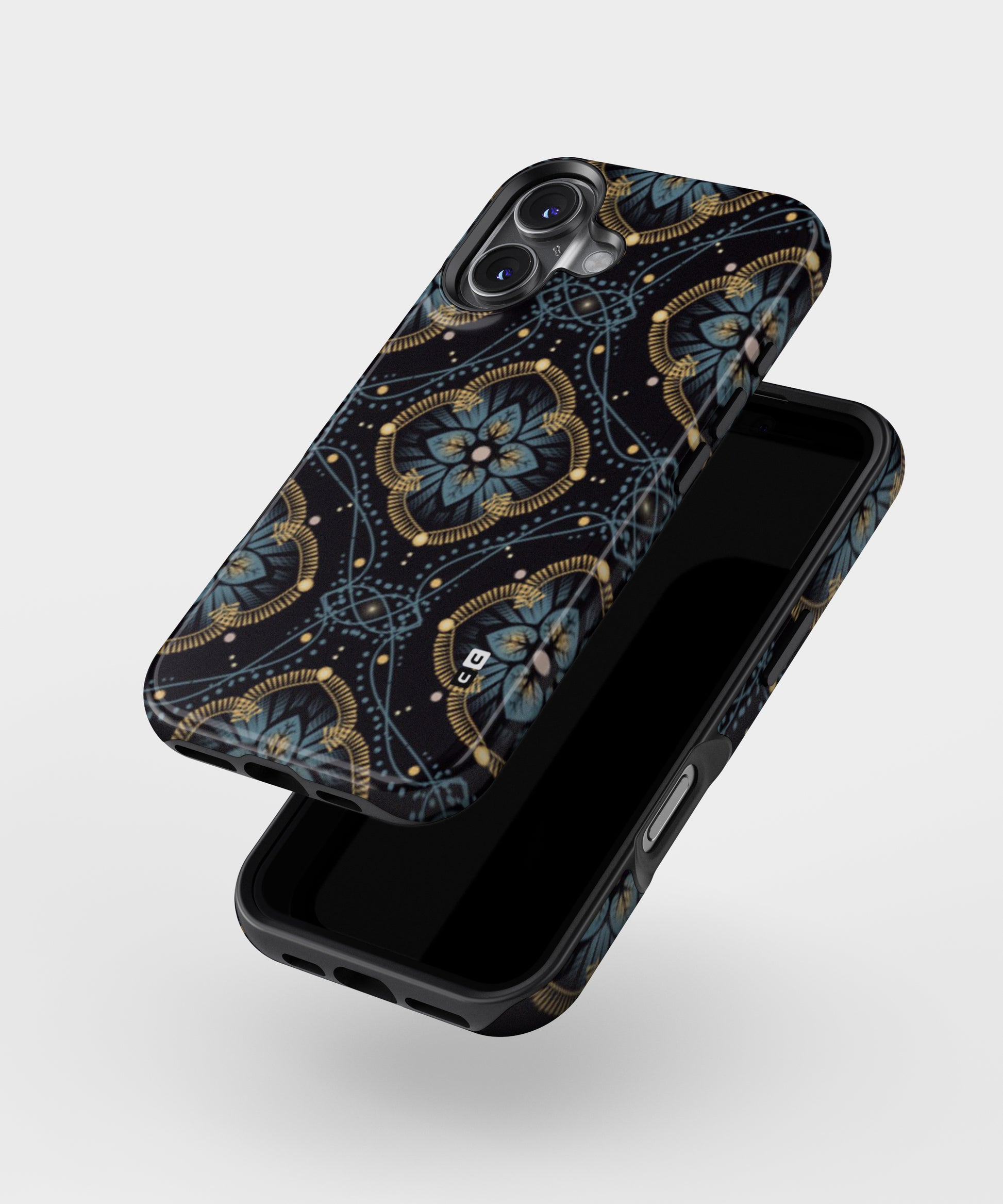 Blue with Black Flower MagSafe Bumper Case