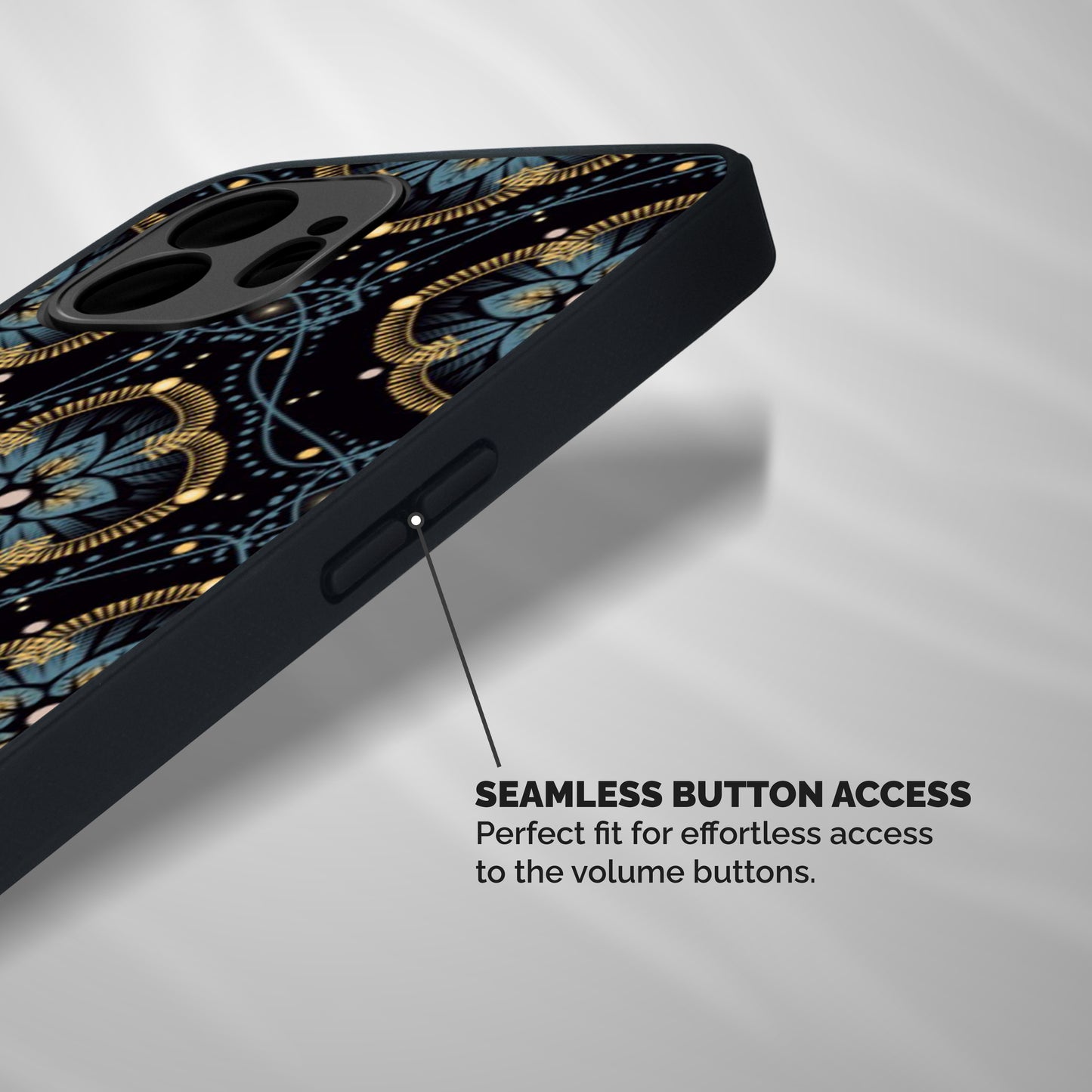 Blue With Black Flower Shockproof Hybrid Protection (Metal + TPU) Back Case Cover