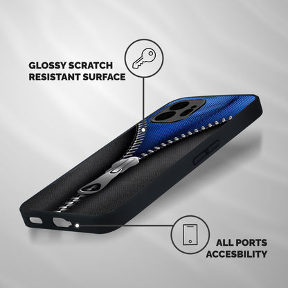 Blue Zipper Shockproof Hybrid Protection (Metal + TPU) Back Case Cover