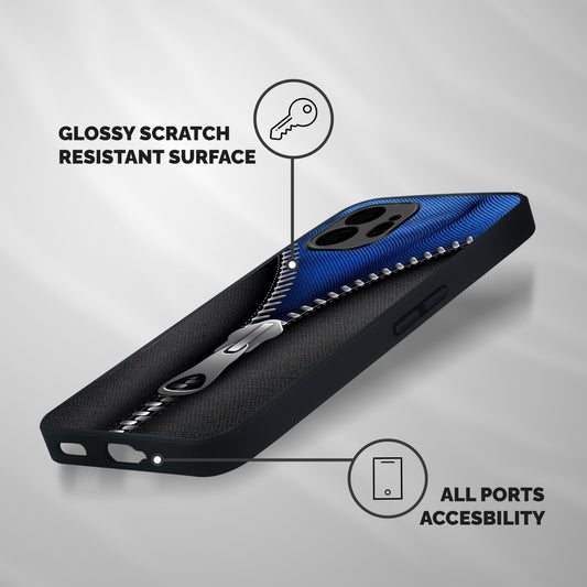 Blue Zipper Shockproof Hybrid Protection (Metal + TPU) Back Case Cover
