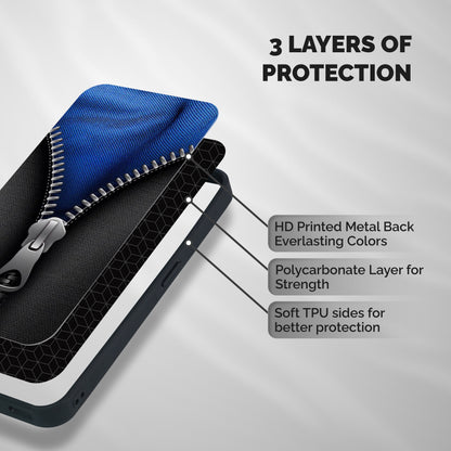 Blue Zipper Shockproof Hybrid Protection (Metal + TPU) Back Case Cover