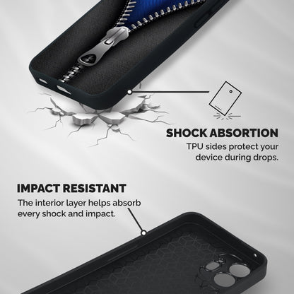 Blue Zipper Shockproof Hybrid Protection (Metal + TPU) Back Case Cover