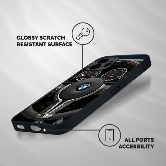BMW Steering Wheel Shockproof Hybrid Protection (Metal + TPU) Back Case Cover