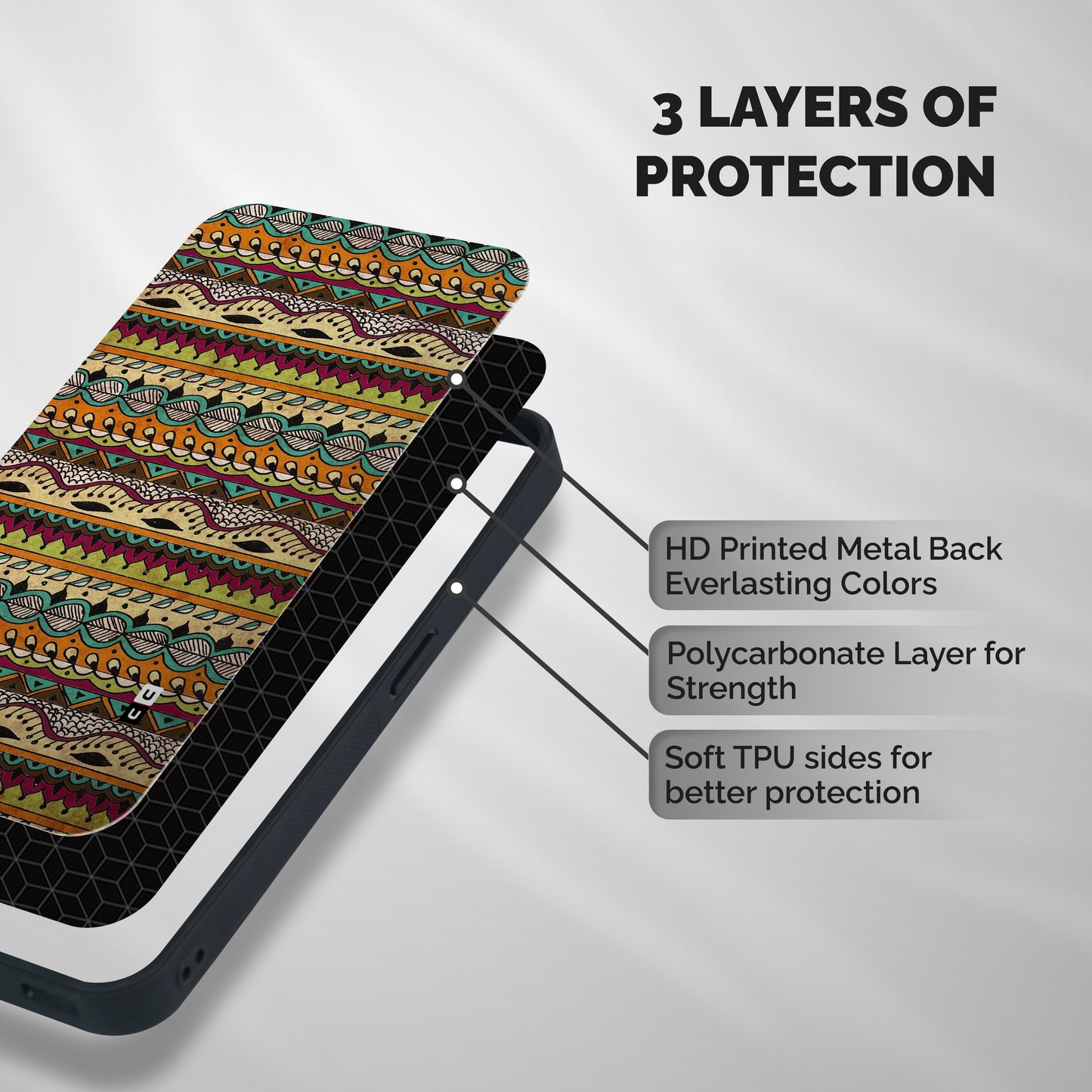 Bohemian Style Aztec Art Shockproof Hybrid Protection (Metal + TPU) Back Case Cover