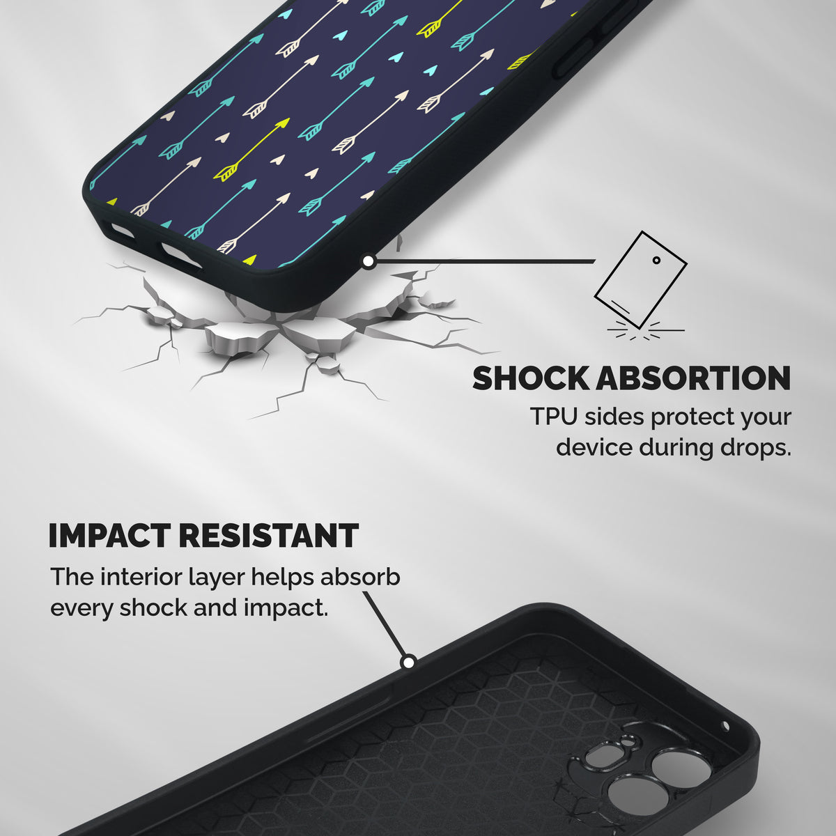 Boho Arrow Pattern Shockproof Hybrid Protection (Metal + TPU) Back Case Cover