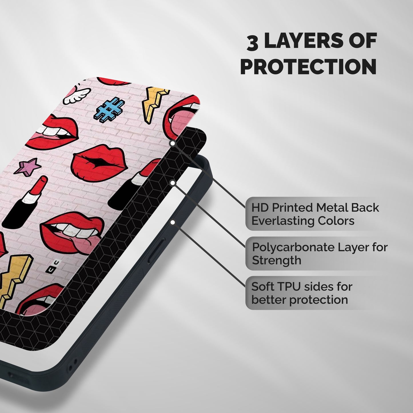 Bold Red Shockproof Hybrid Protection (Metal + TPU) Back Case Cover