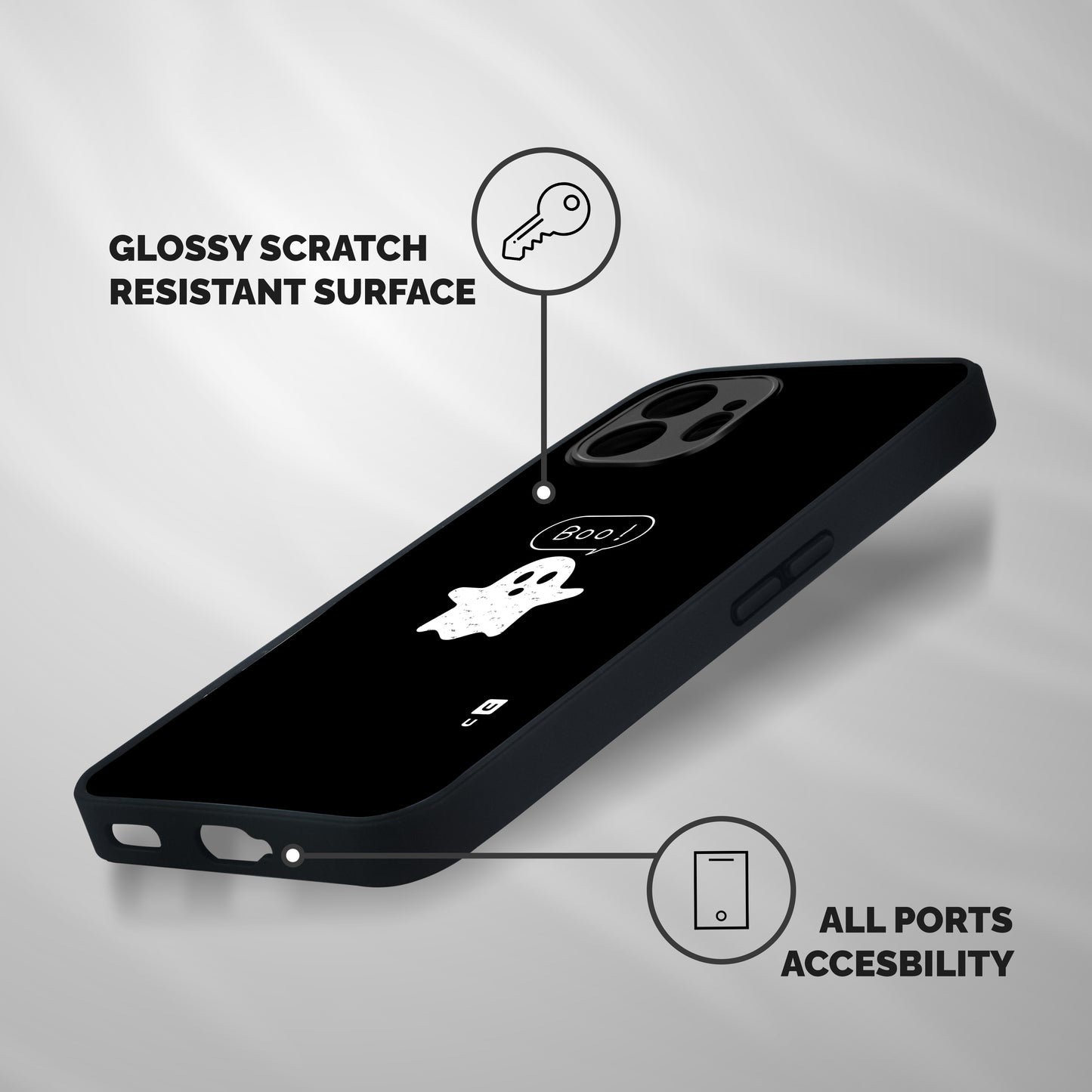 Boo Cute Ghost Shockproof Hybrid Protection (Metal + TPU) Back Case Cover