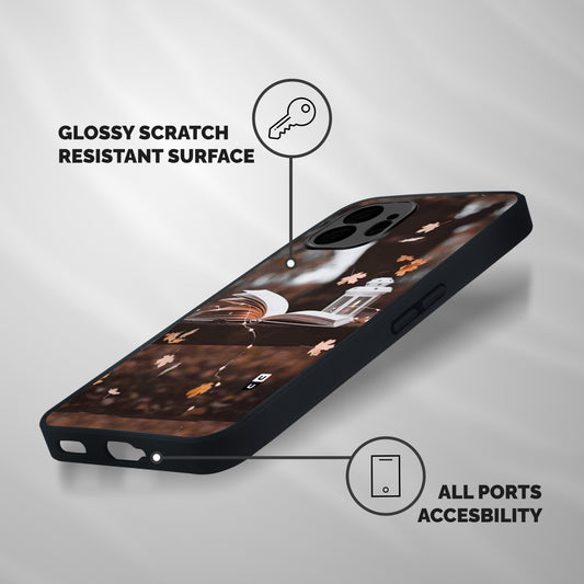 Book and Fall Leaves Shockproof Hybrid Protection (Metal + TPU) Back Case Cover
