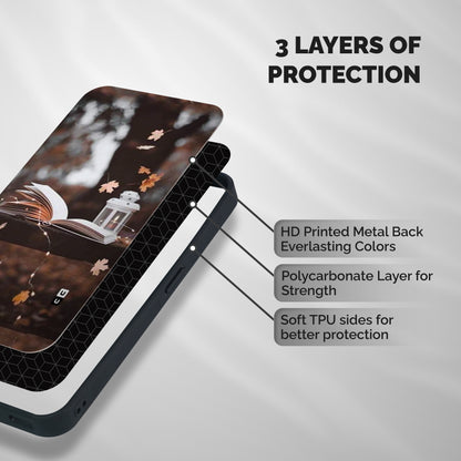 Book and Fall Leaves Shockproof Hybrid Protection (Metal + TPU) Back Case Cover