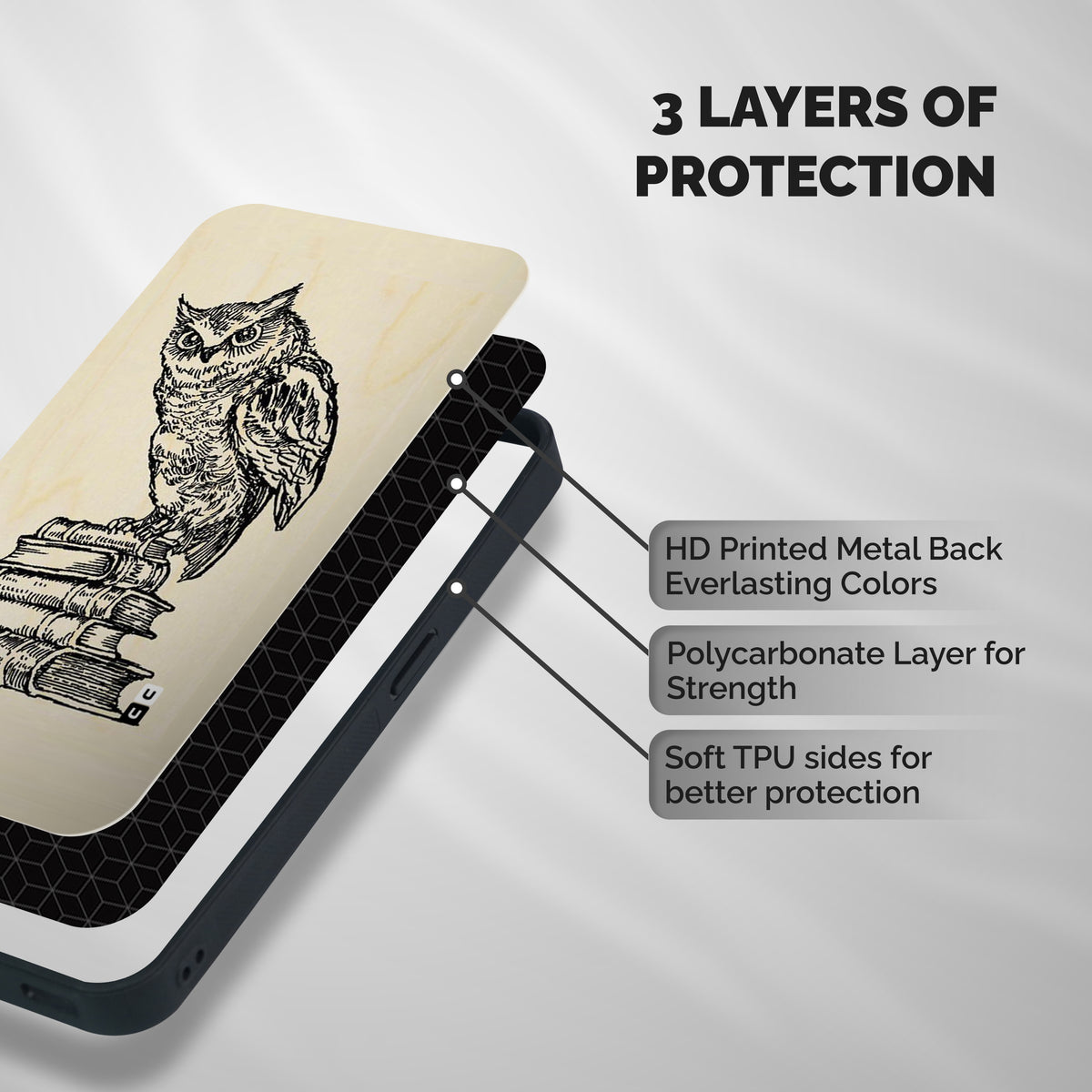 Book Owl Shockproof Hybrid Protection (Metal + TPU) Back Case Cover