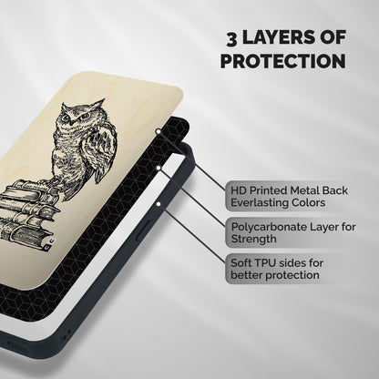 Book Owl Shockproof Hybrid Protection (Metal + TPU) Back Case Cover