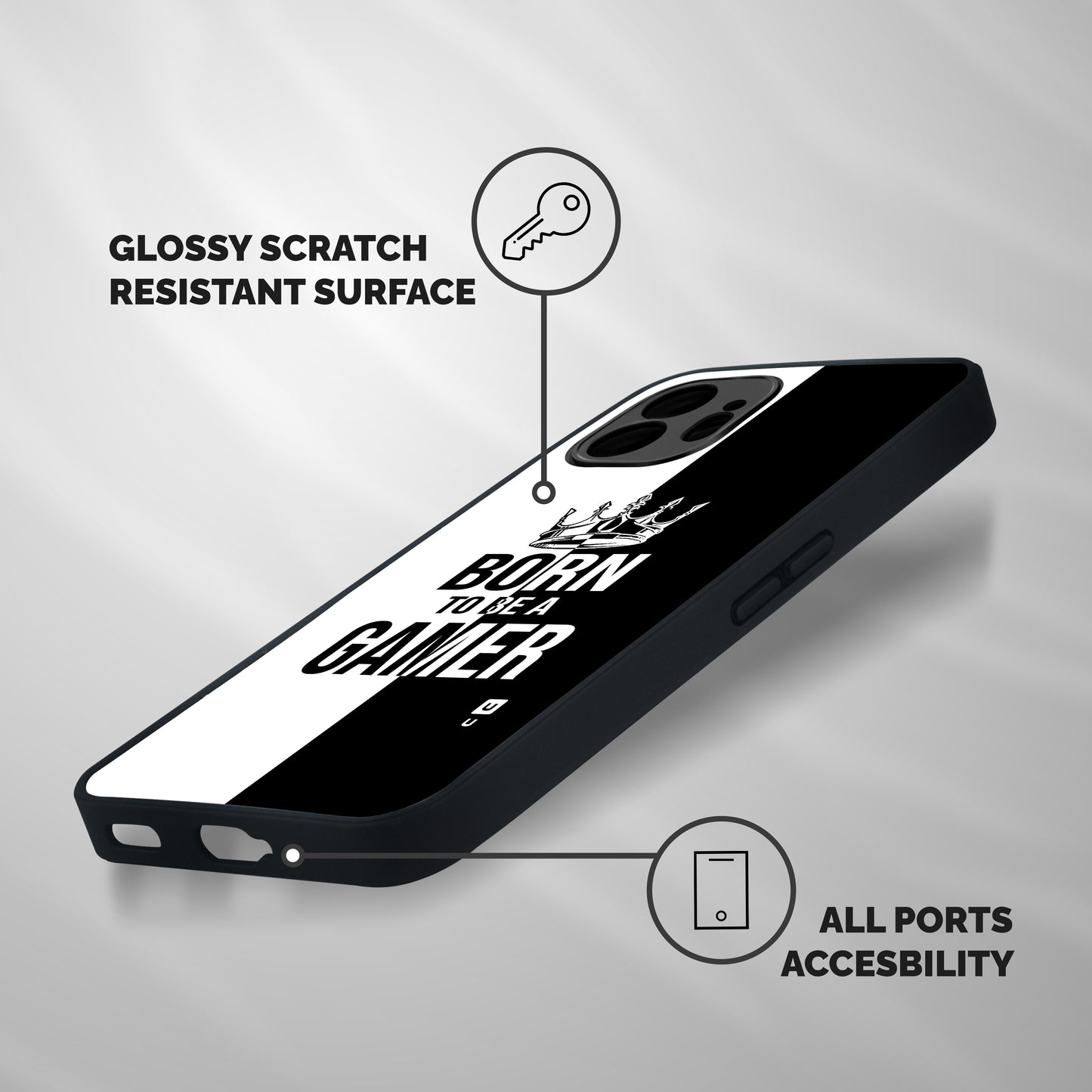 Born To Be Gamer Shockproof Hybrid Protection (Metal + TPU) Back Case Cover