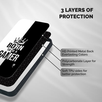 Born To Be Gamer Shockproof Hybrid Protection (Metal + TPU) Back Case Cover