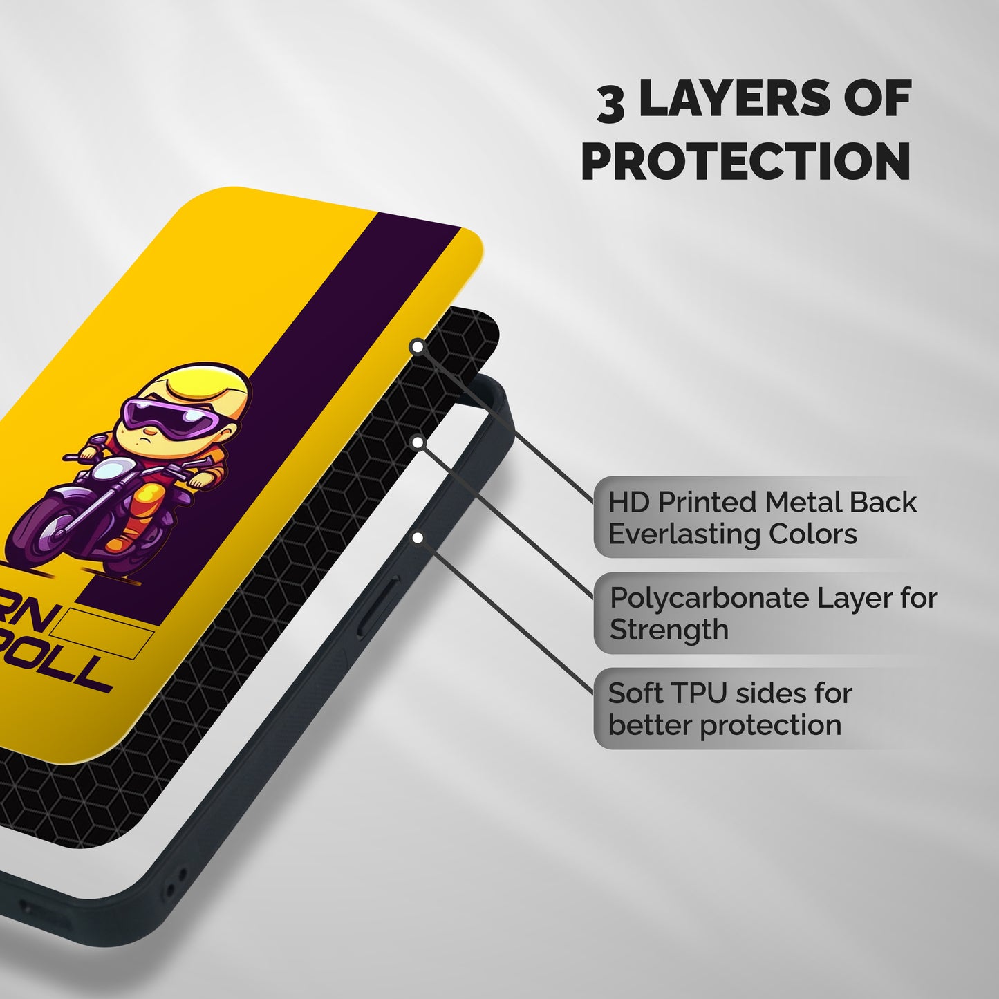 Born To Roll Shockproof Hybrid Protection (Metal + TPU) Back Case Cover