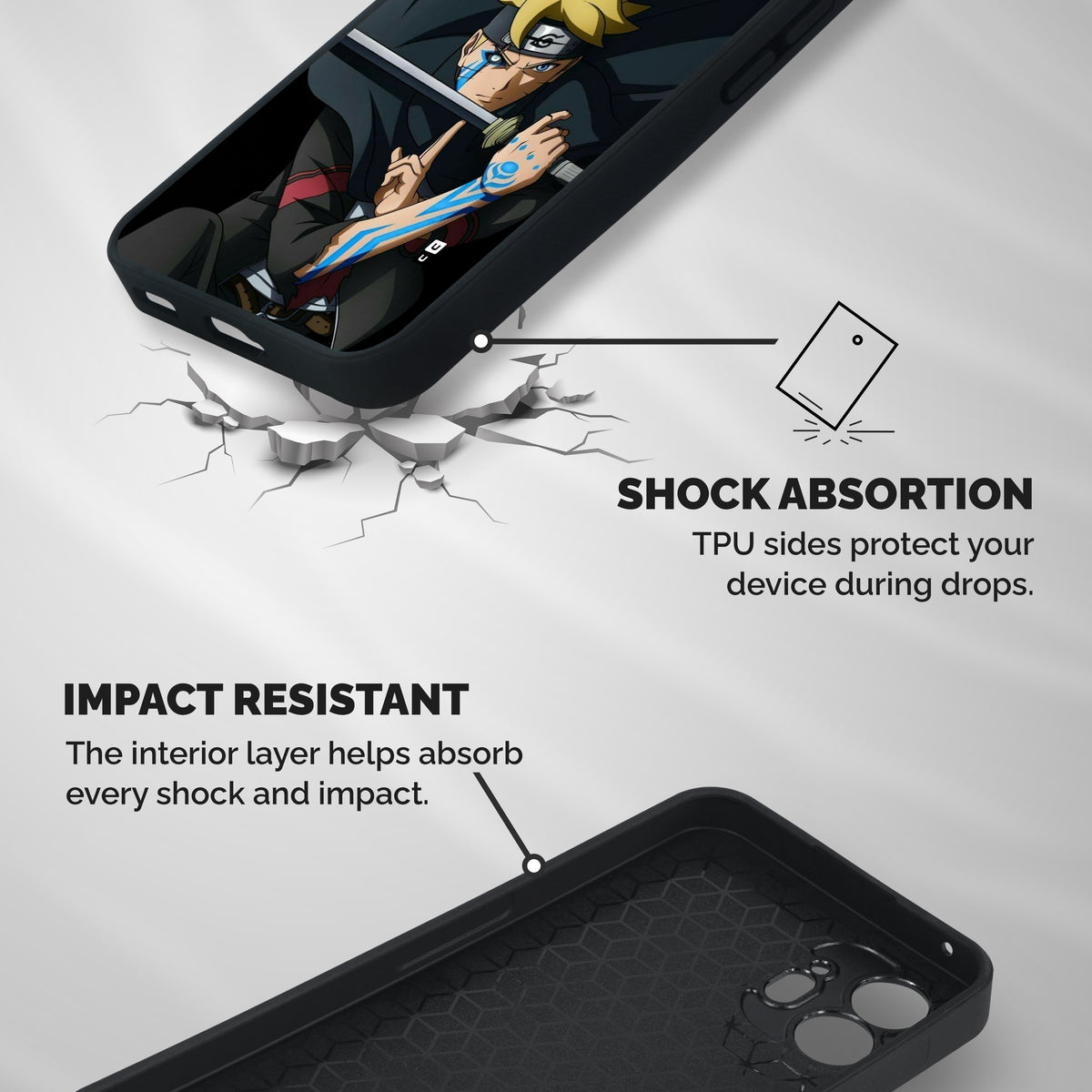 Boruto Uzumaki Stance Shockproof Hybrid Protection (Metal + TPU) Back Case Cover