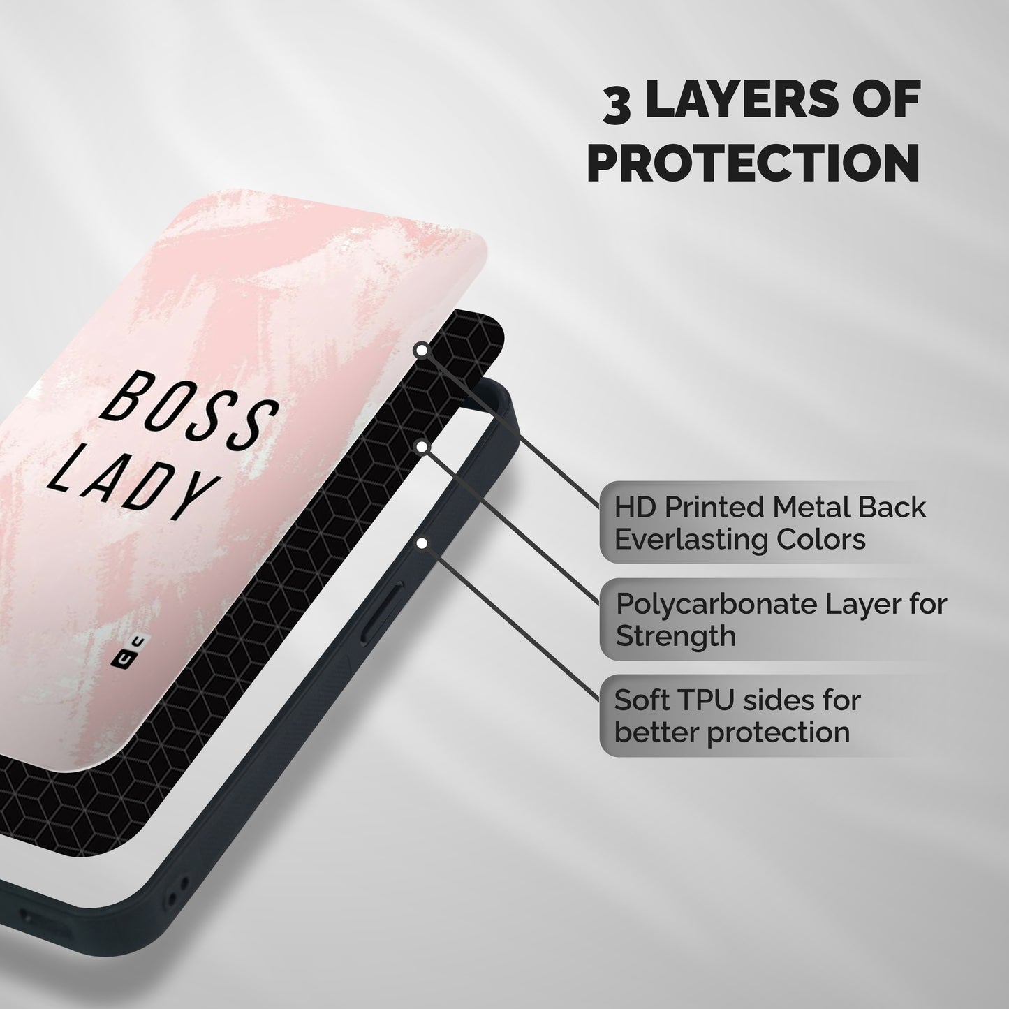 Boss Lady Pink Shockproof Hybrid Protection (Metal + TPU) Back Case Cover